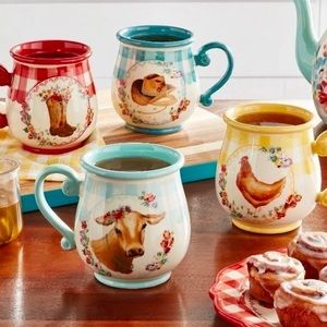 Pioneer Woman Novelty Gingham 4-Piece Mugs